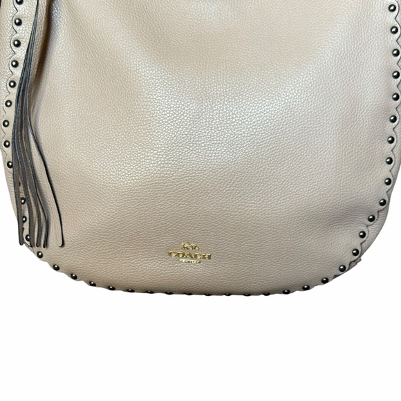 Coach Sutton Hobo Bag Polished Pebble Leather Scallop Rivets Crossbody Style7643 - Picture 10 of 15